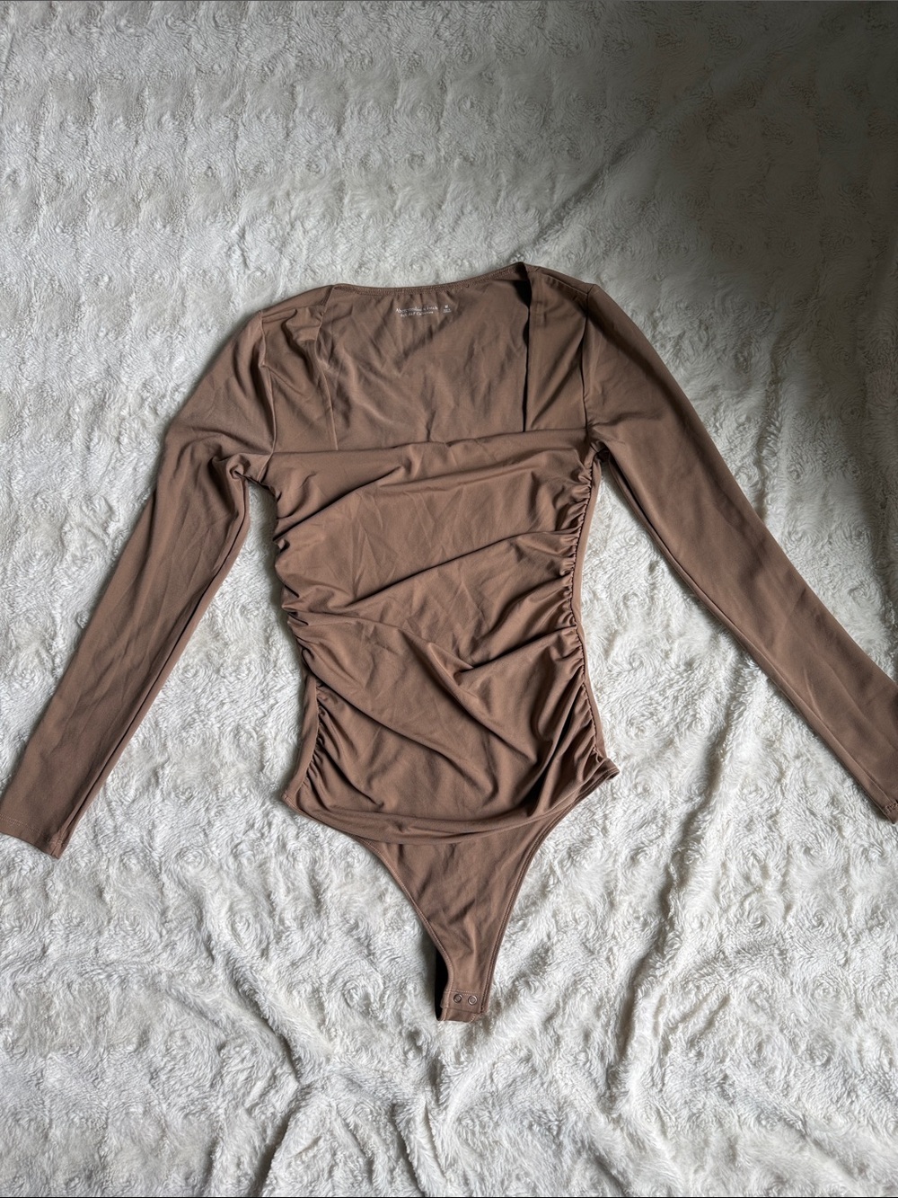 Abercrombie and fitch Ruched Long Sleeve Bodysuit - Mauve Brown sz M